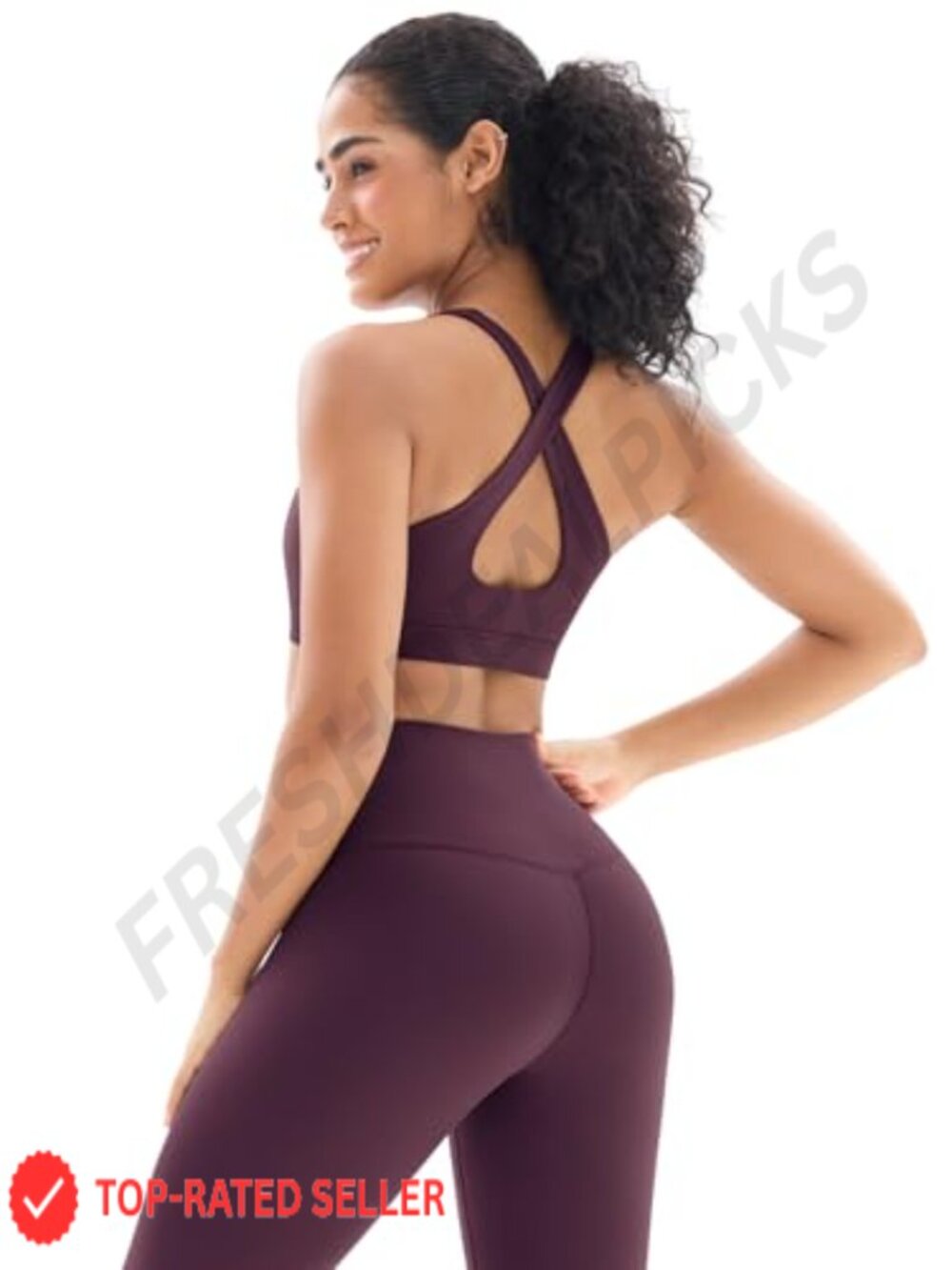 Workout Set High Waisted Leggings Cross Back Sports Bra 2 Piece Gym Yoga Outfit